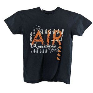 Air Michael Jordan Spellout Short Sleeve Crew Neck Graphic T-shirt Black Lg